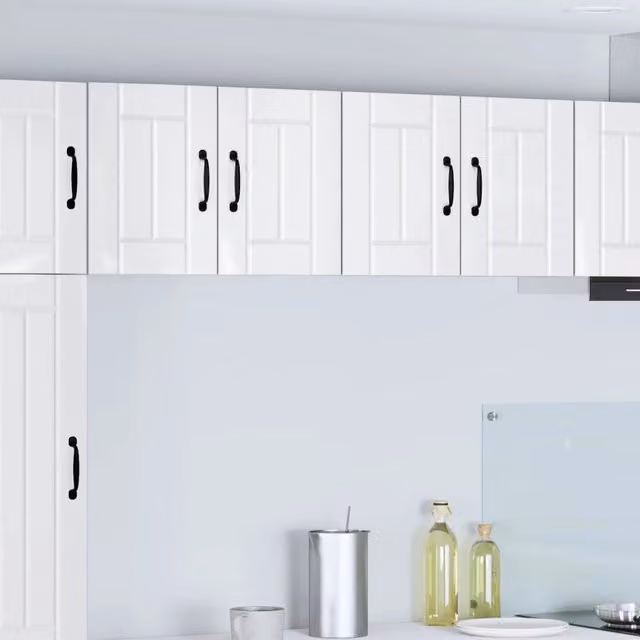 Set di 2 armadietti a muro moderni vidaXL in MDF bianco lucido per cucina e soggiorno