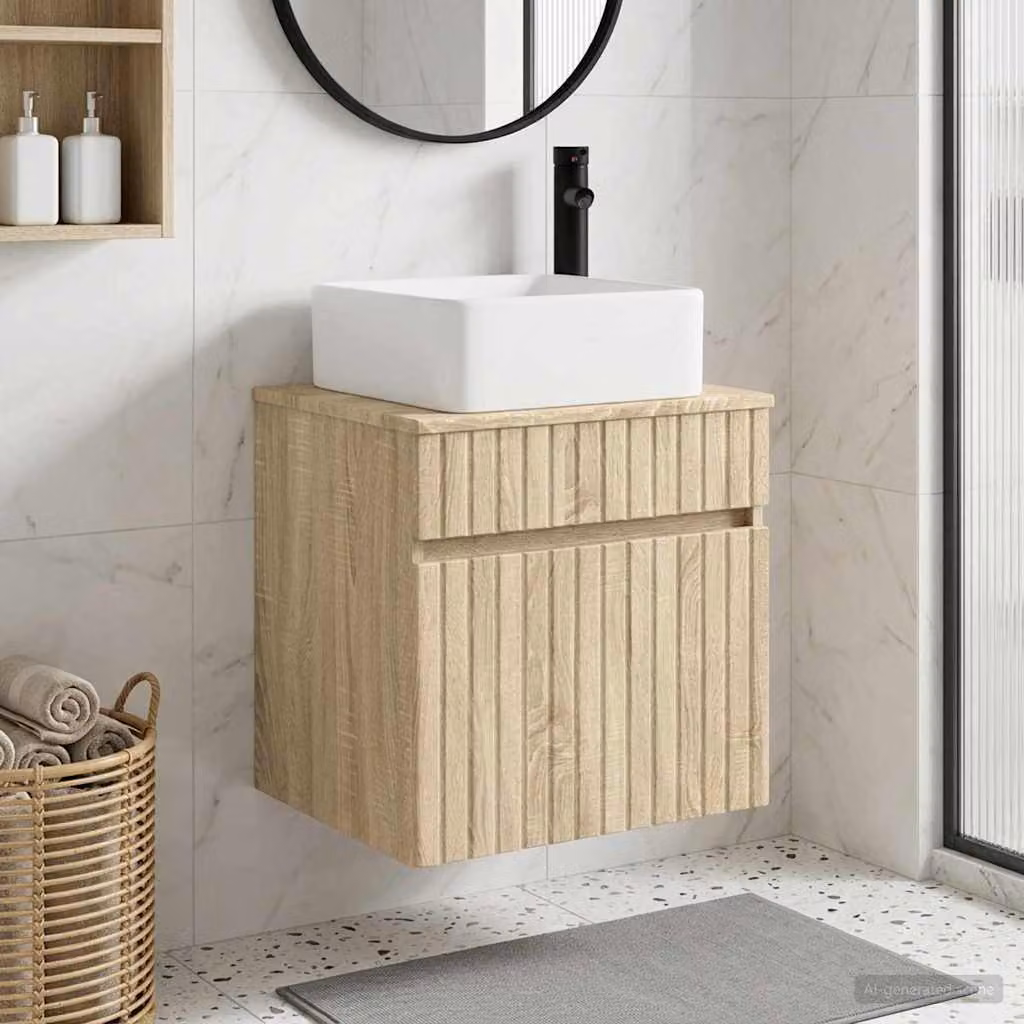 Mobile lavabo da parete vidaXL in Rovere Sonoma, L 49 cm x P 41 cm x H 63 cm