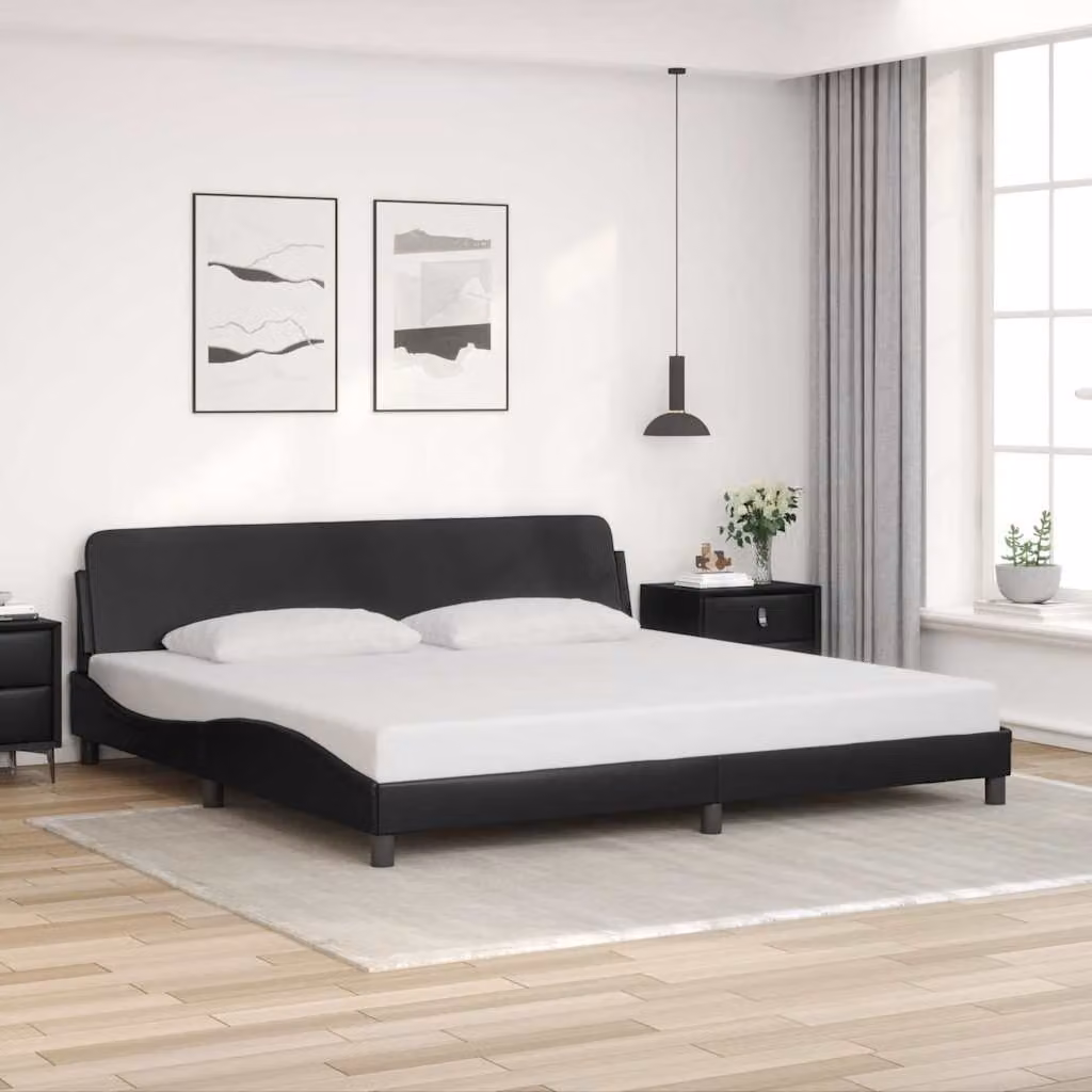 vidaXL Giroletto Dover Nero in Similpelle L: 198 cm, P: 193 cm, H: 74,5 cm
