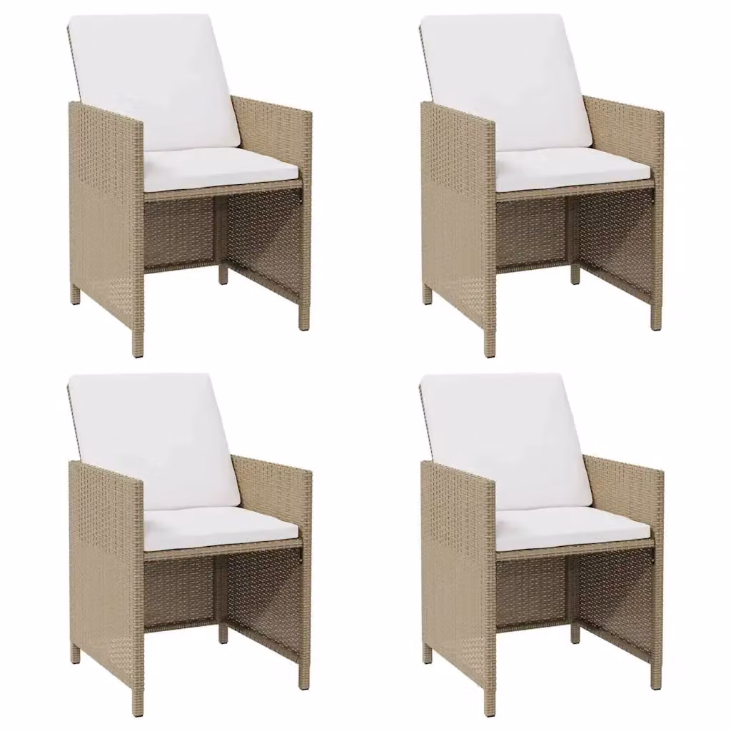 Set di 4 sedie da giardino moderne vidaXL in polyrattan beige con cuscini e braccioli – 2