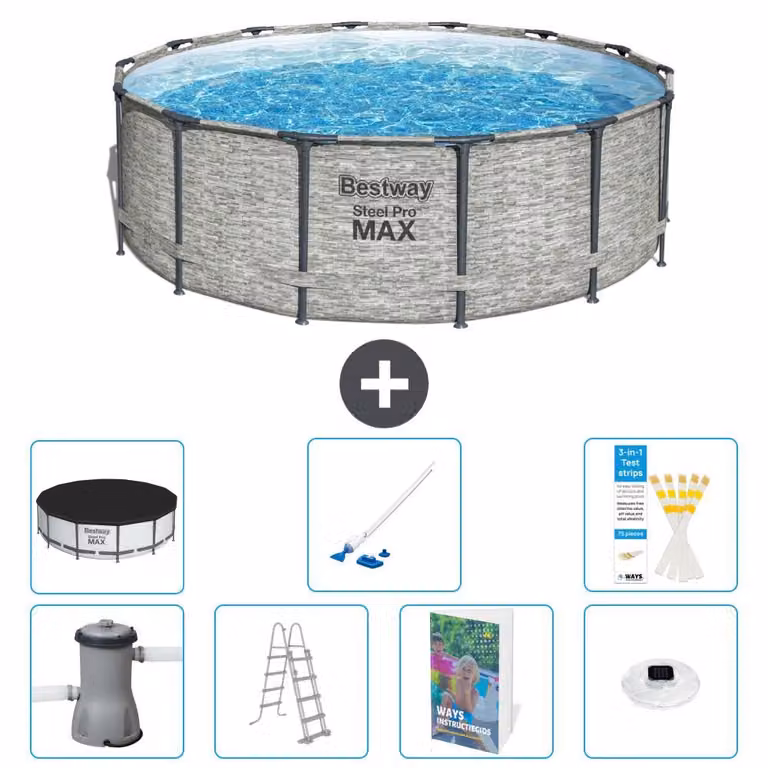 Piscina gonfiabile Bestway Steel Pro MAX, rotonda, 427x122 cm, composta da 6 parti, modello S552