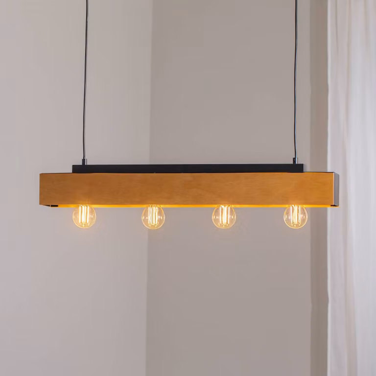 Plafoniera soffitto Miluza Luminex, Legno chiaro, Soggiorno / Sala da pranzo, Legno, Plafoniera
