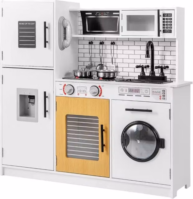 Set da cucina per bambini con effetti sonori e visivi in MDF bianco, L 82 cm x P 25 cm x H 80,5 cm