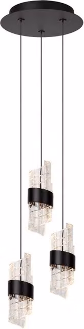 Lampada a sospensione Lucide Kligande LED tripla nera