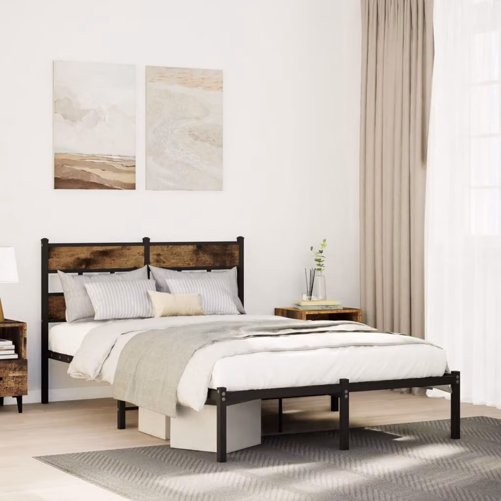 vidaXL Giroletto in Metallo per Adulti, Colore Marrone e Nero, L/P/H: 120 x 200 x 91,5 cm