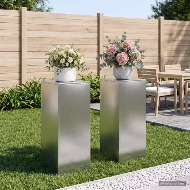 Supporto per piante 2 pcs Argento 40 x 40 x 100 cm Acciaio Inox 8012569