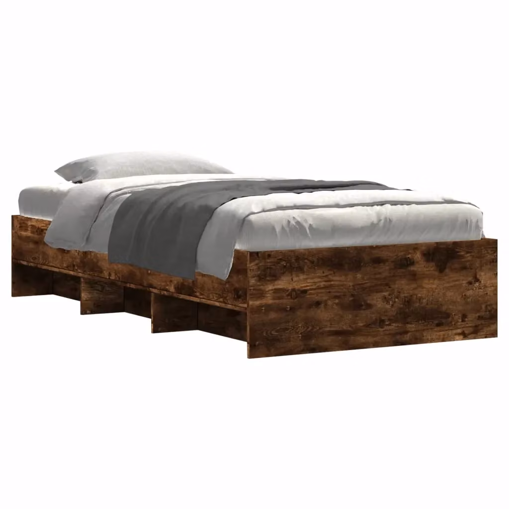 Struttura letto moderno con scaffale laterale vidaXL in legno color rovere marrone L 80 x P 200 cm – 2