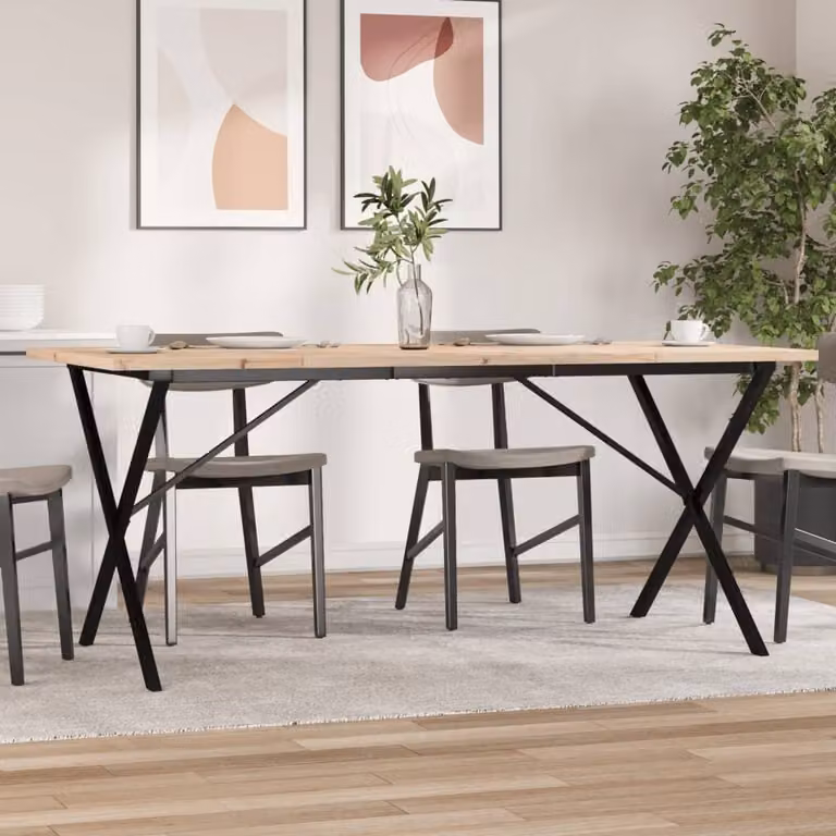 Maison Exclusive - Tavolo da Pranzo Telaio a X 180x90x75,5 cm Legno Pino e Acciaio