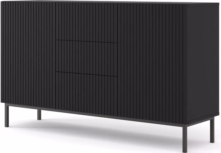 FURNLUX Credenza Ravenna B Nero 150cm / Colore principale: Nero / Dimensioni: 150 x 89 x 42 cm
