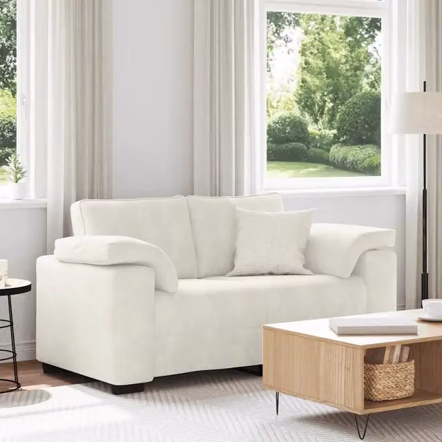 Divanetto vidaXL in Velluto Beige con Cuscini, L: 160 cm, P: 77 cm, H: 82 cm