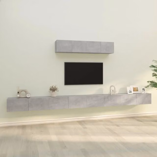 Set di Mobili Porta TV 6 pz-Set di 6 Credenza per TV Grigio Cemento in Legno Multistrato 501111