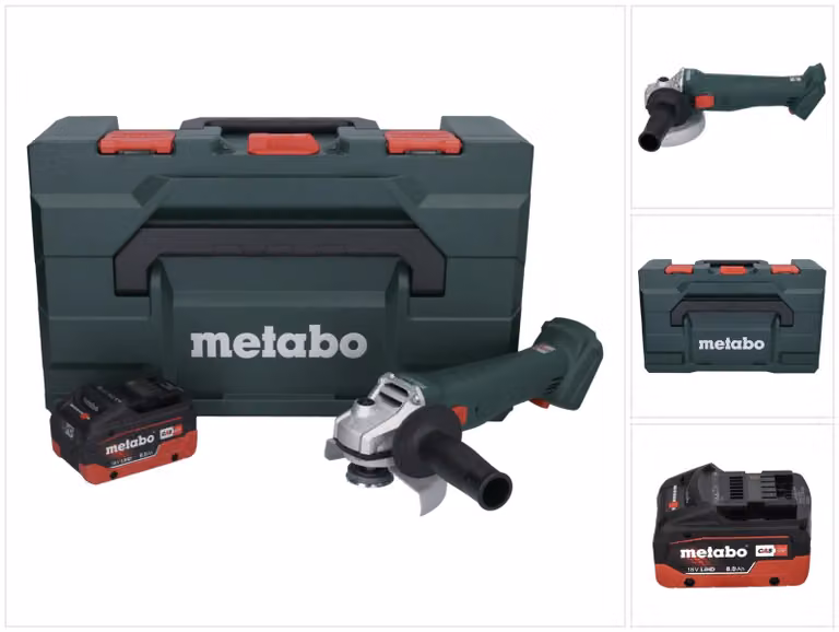 Smerigliatrice angolare a batteria Metabo W 18 L 9-125 18 V 125 mm + 1x batteria 8,0 Ah + metaBOX - senza caricabatterie