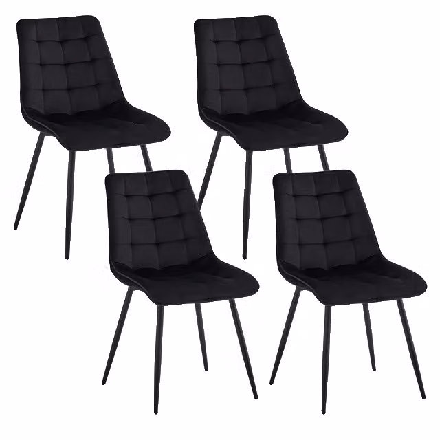 Sedie da pranzo, materiale velluto, design moderno, nero