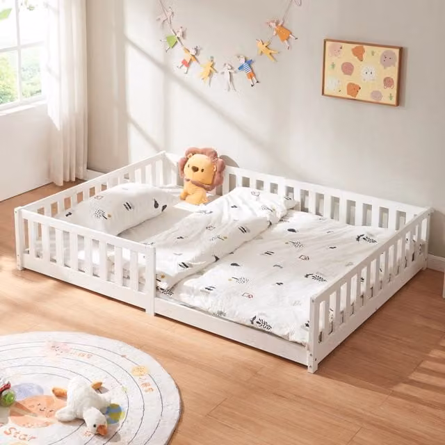 Letto Montessori Tanna per cameretta in legno di pino bianco en.casa L/P: 140 x 200 cm