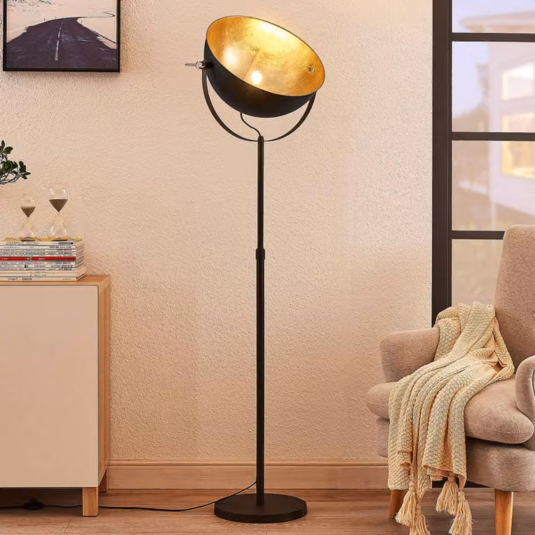 Lampada da terra Muriel Lindby, Nero, Soggiorno / Sala da pranzo, Metallo, Moderno, Lampada da terra