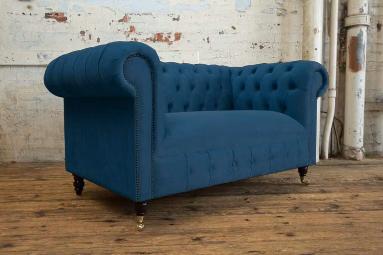 Design Polster Sitz Couch 2 Sitzer Garnitur Sofa Sofas Couchen Textil Stoff Grün