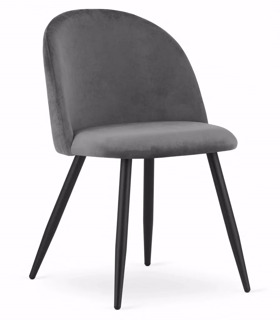 Set da 2 sedie Valora in velluto grigio con gambe in metallo nero, stile moderno – 2