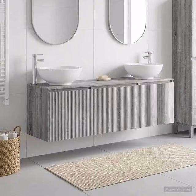 Set di Armadi da Bagno 3 pz Sonoma grigio 49,5 x 44,5 x 65 cm 3405693