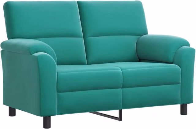 Divano moderno in velluto turchese vidaXL con struttura in metallo e coperture rimovibili L: 154 cm, P: 85 cm, H: 93 cm