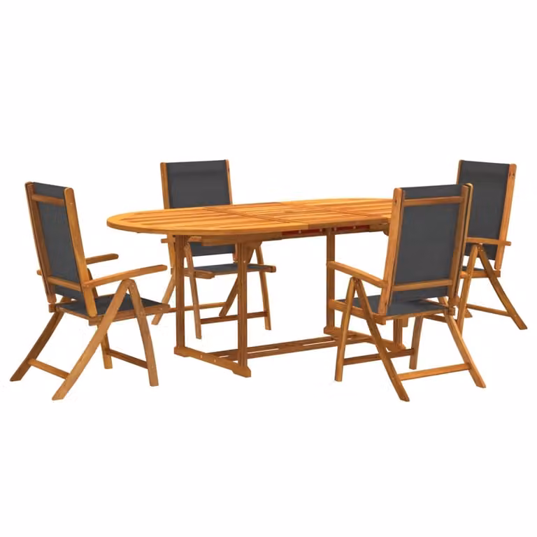Maison Exclusive - Set da pranzo da giardino a 5 pezzi in legno massello di acacia e Textilene