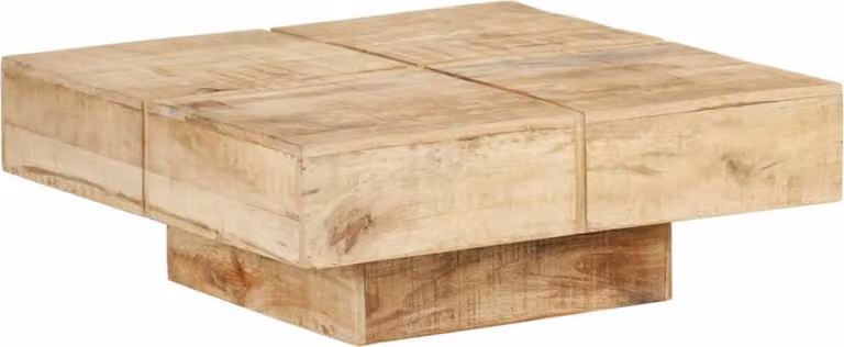 Tavolino The Living Store 80x80x28 cm in legno massiccio di mango