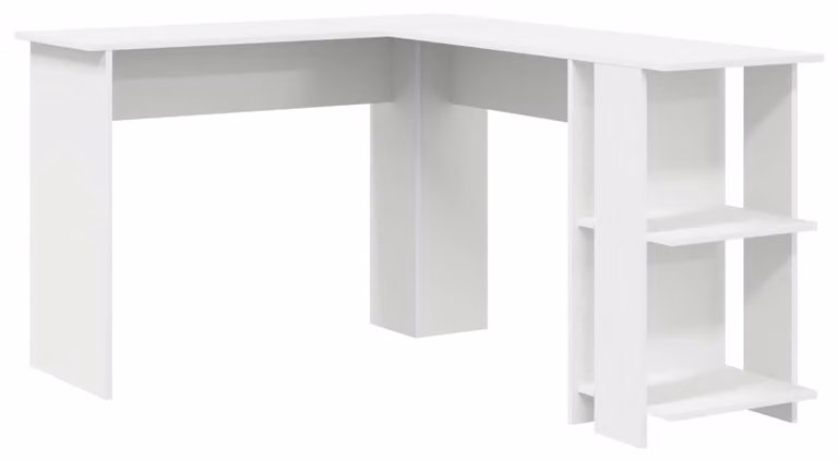 Scrivania ad angolo con lo scaffale Bianco 140 x 113,5 x 75 cm