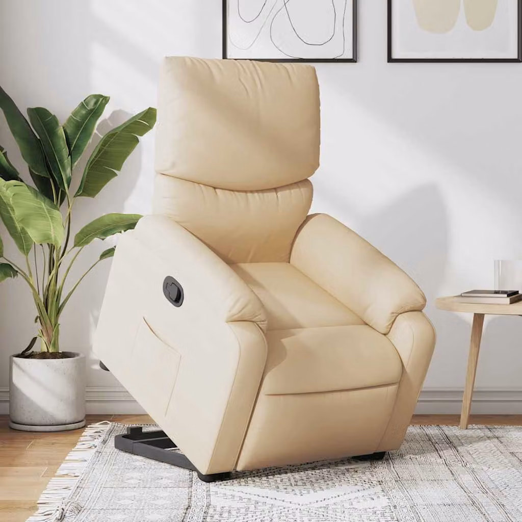 vidaXL Poltrona Alzapersona Reclinabile Beige con Assistenza Sollevamento Elettrica e Braccioli