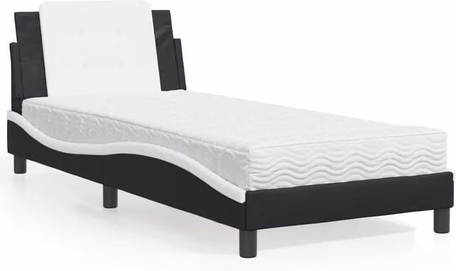 Letto con Materasso Zadar Nero e Bianco 90x190 cm in Similpelle 3208836