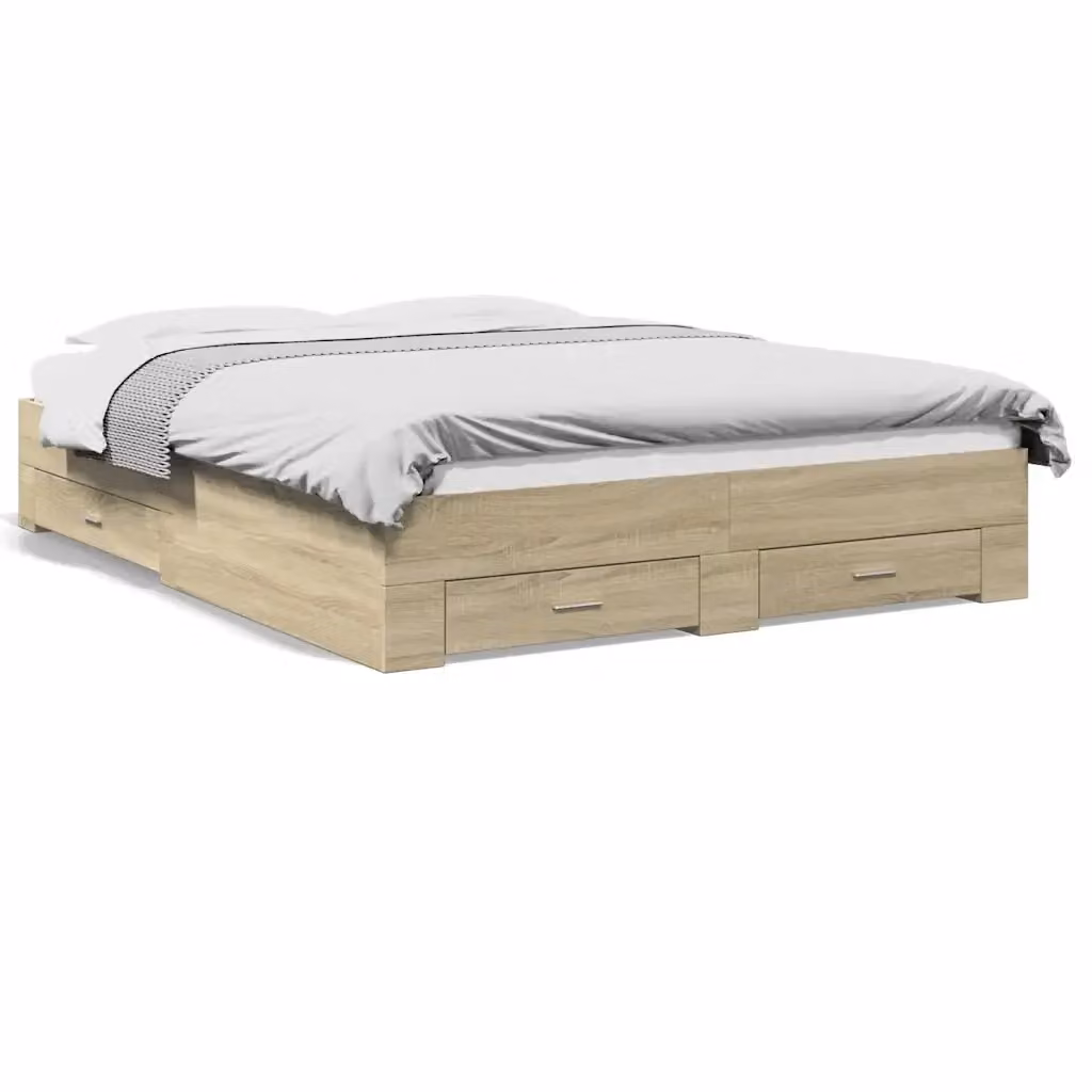 vidaXL Giroletto con Cassetti in Legno Rovere Sonoma L/P/H: 150 x 200 x 32 cm – 2