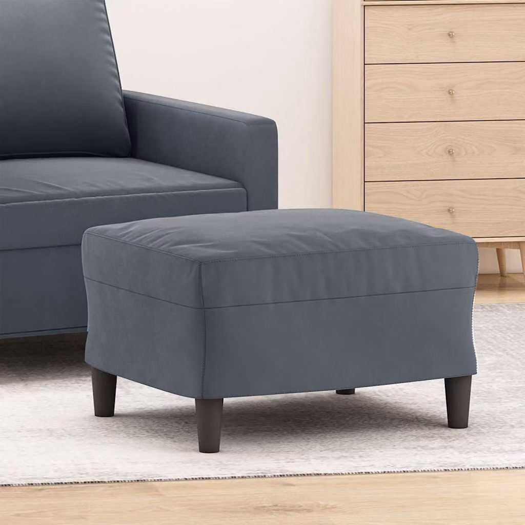 Poggiapiedi vidaXL in velluto grigio con struttura in legno L: 60 cm, P: 50 cm, H: 41 cm