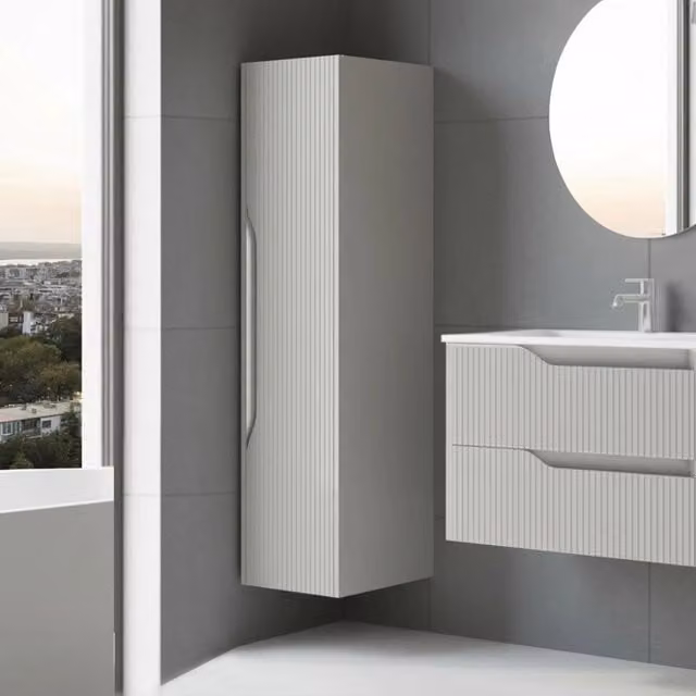 Colonna bagno sospesa Soho colore cashmere opaco effetto cannettato 35x30x120H