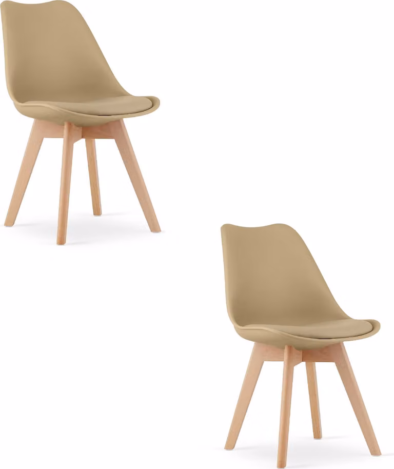 Sedia MARK - beige scuro / gambe naturali x 2