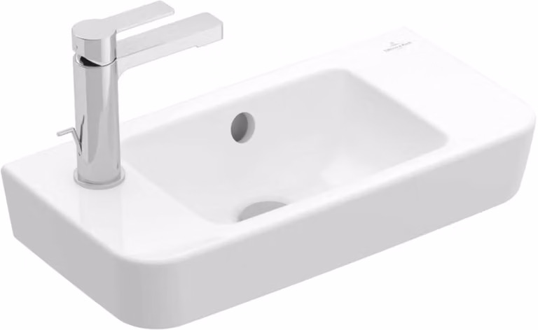 Villeroy & Boch O.novo - Lavabo Compact 500x250 mm, con sfioratore, senza foro per miscelatore, CeramicPlus, bianco alpino 434252R1