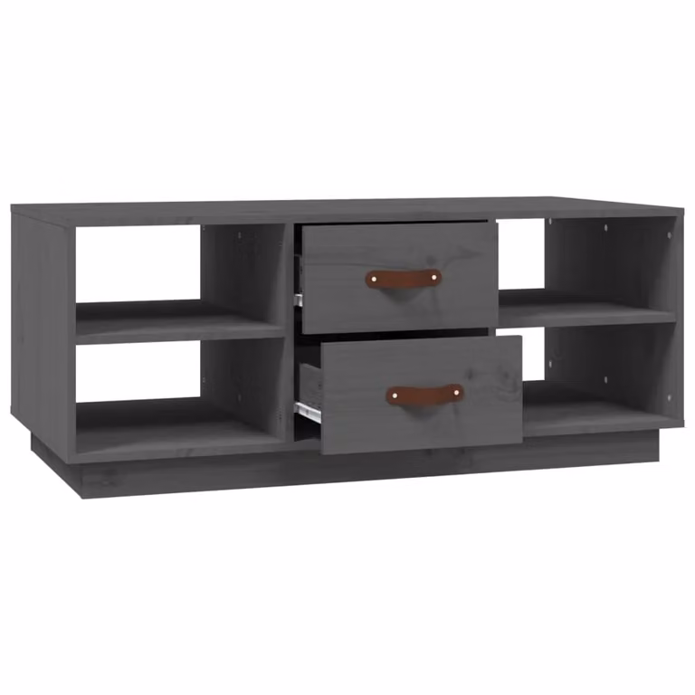 Tavolino da Salotto Grigio 100x50x41 cm Legno Massello di Pino