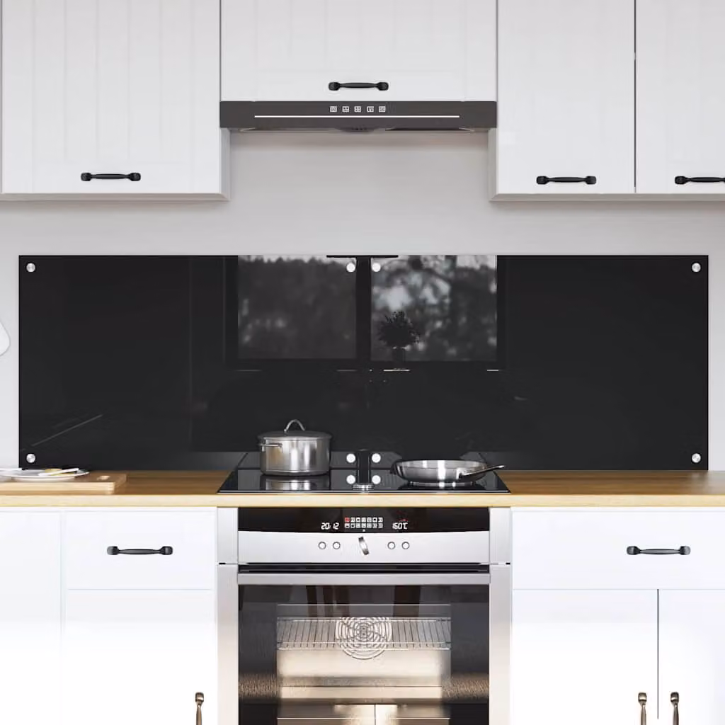 Set di 2 schienali da cucina vidaXL in vetro temperato nero, L 80 cm x H 50 cm