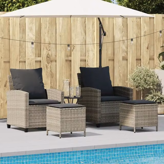 Set Divano da Giardino 4pz con Cuscini Grigio Chiaro Polyrattan 4103868