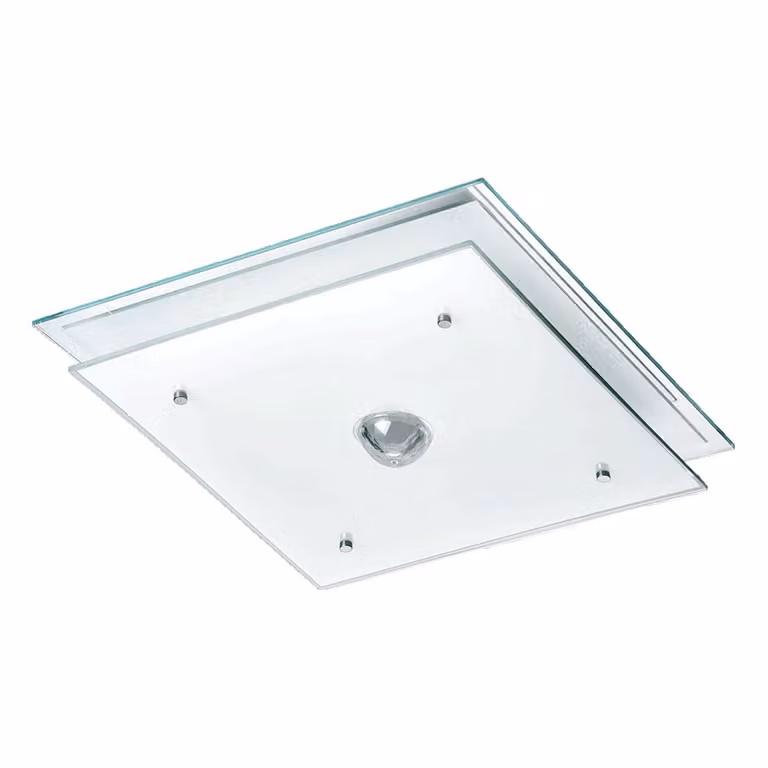 Plafoniera IKAROS DIAMOND 3xE27/40W, IP21, cromo bianco/cristallo lucido a specchio L: 420, L: 75, H: 420, dimmerabile