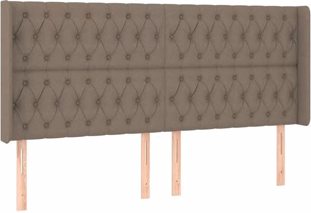 Testiera | Testata ad Orecchio Tortora 203x16x118/128 cm in Tessuto