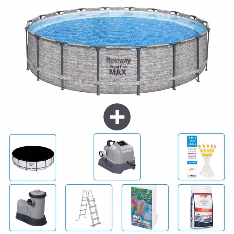 Bestway Steel Pro MAX, piscina in acciaio, forma rotonda - 549x122 cm - composta da 6 parti, modello S649