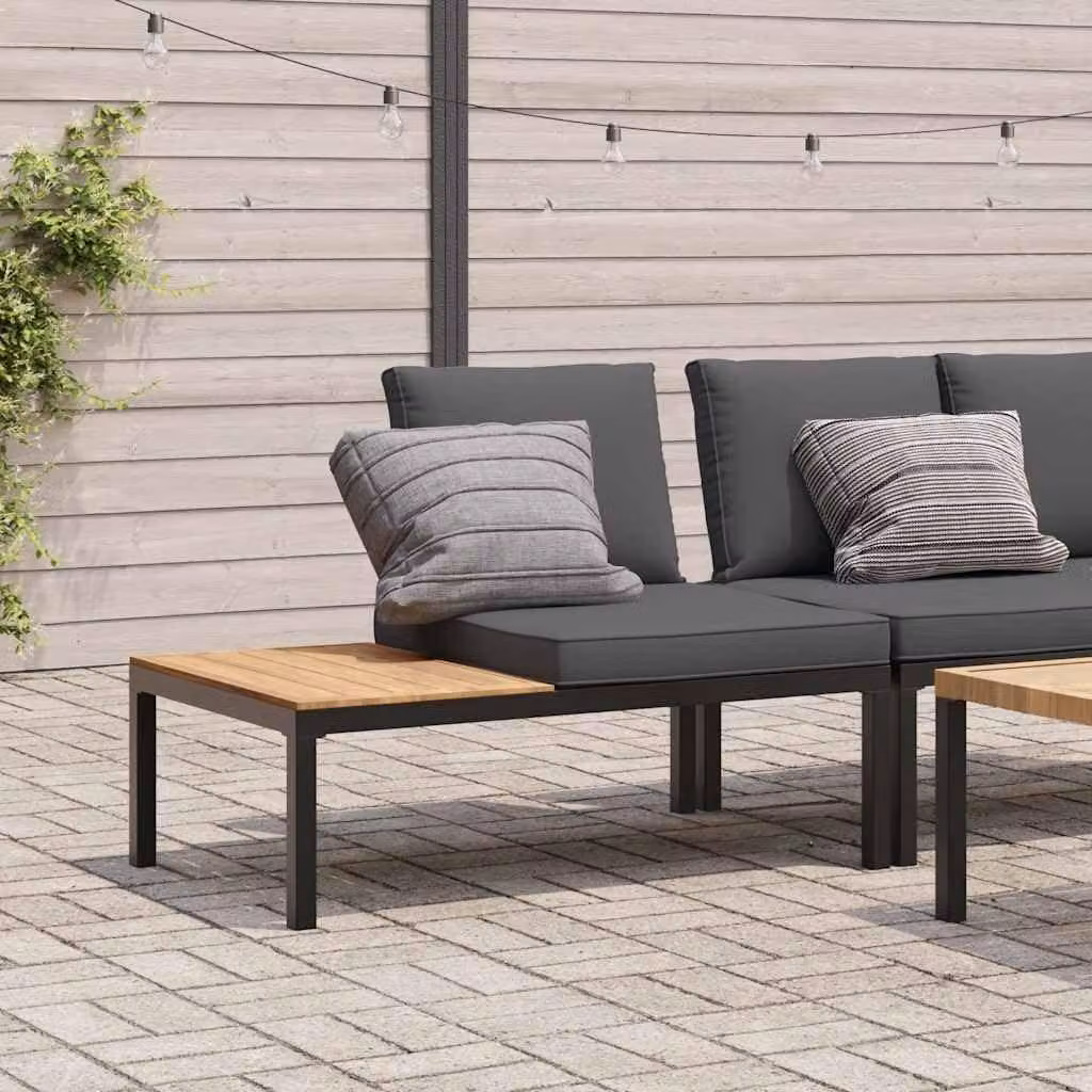 Panca da giardino in alluminio con cuscino - Nera - 2 posti - 110x73x73 cm