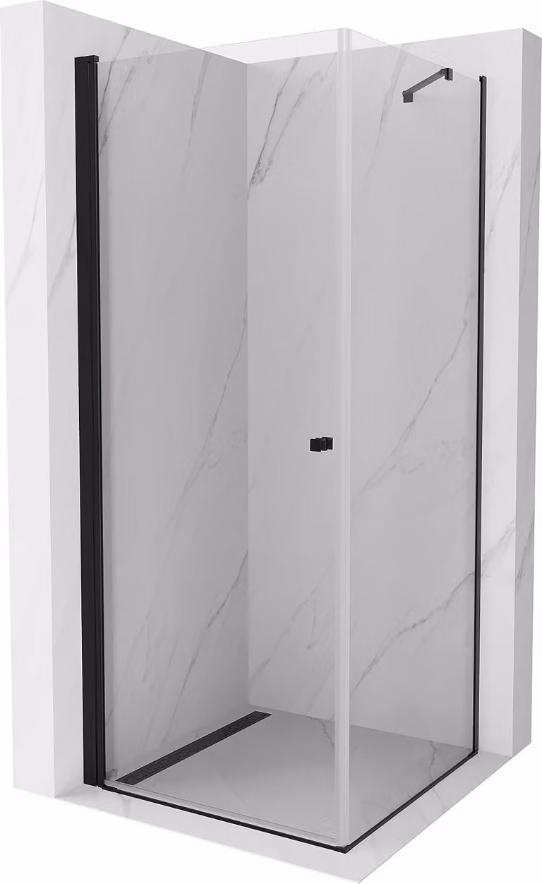 Mexen Pretoria cabina doccia ad anta battente 80 x 80 cm, trasparente, nero - 852-080-080-70-00
