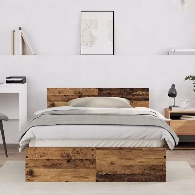 Struttura letto con testata in legno color marrone vidaXL L/P/H: 193 x 120 x 70 cm – 1