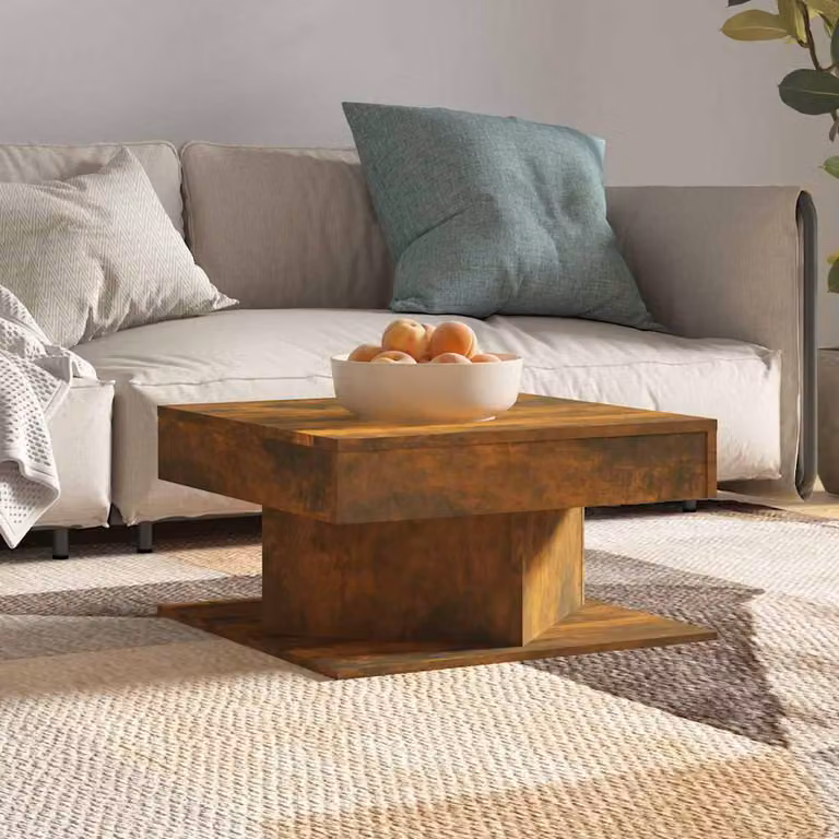 Tavolino da salotto vidaXL in legno Rovere Fumo, L/P/H: 57 x 57 x 30 cm