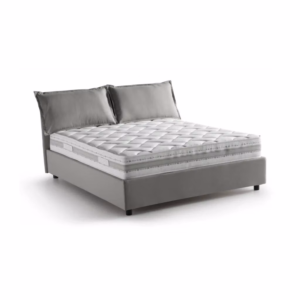 Letto Matrimoniale Amelinda Talamo Italia con Materasso e Contenitore a Alzata, Grigio, 160x200 cm – 2