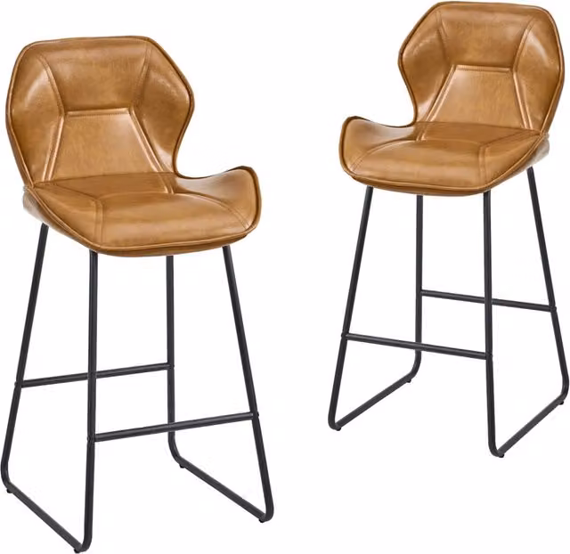 2 sgabelli da bar 47 x 48,5 x 91,5 cm in similpelle cognac marrone per cucina