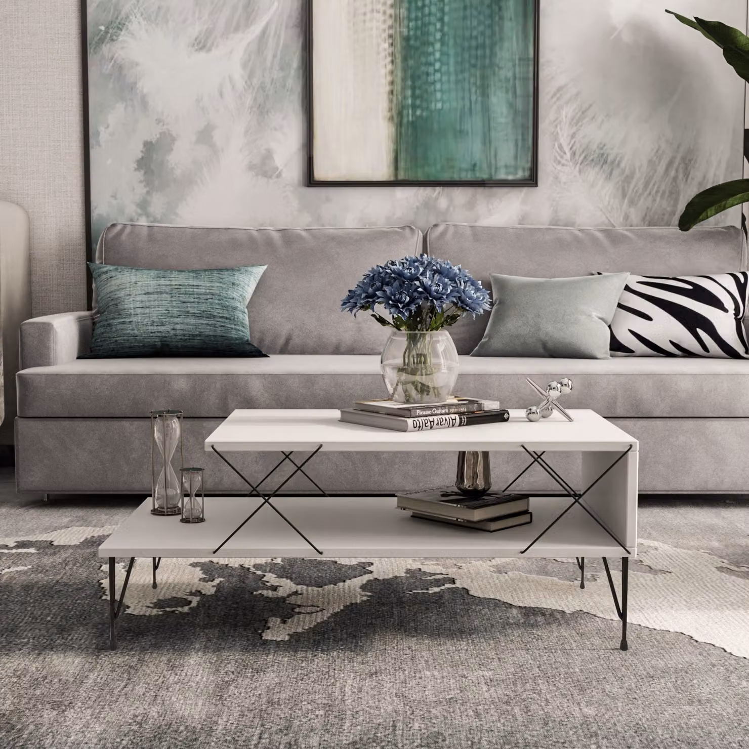 Skye Decor, Loire - Bianco, Tavolini da salotto, Bianco, 100 x 40 x 50 cm