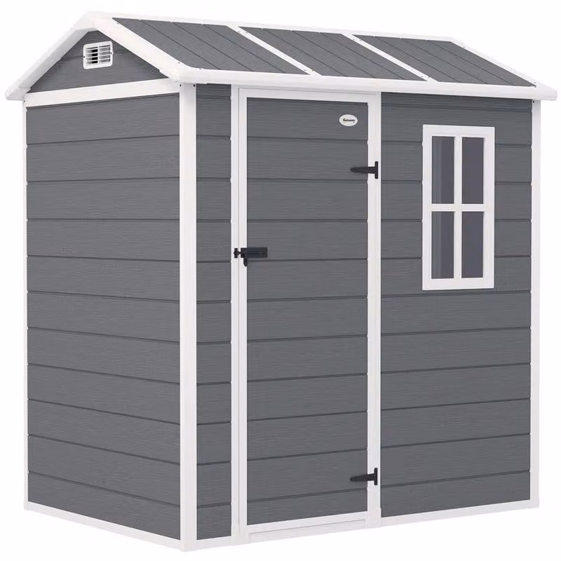 Casetta da giardino in plastica - Casetta da giardino con spazio di stoccaggio - Capanno portatile per attrezzi - Pannello rimovibile