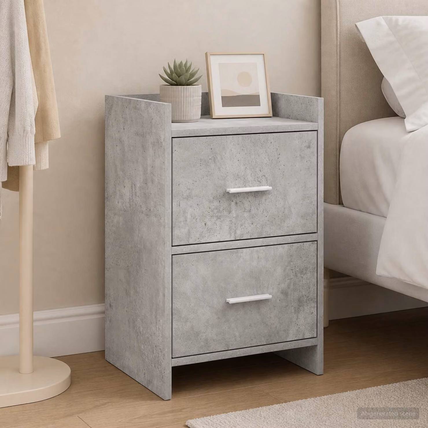 Comodino moderno vidaXL in legno MDF e metallo, Grigio, L 40 x P 30 x H 60 cm