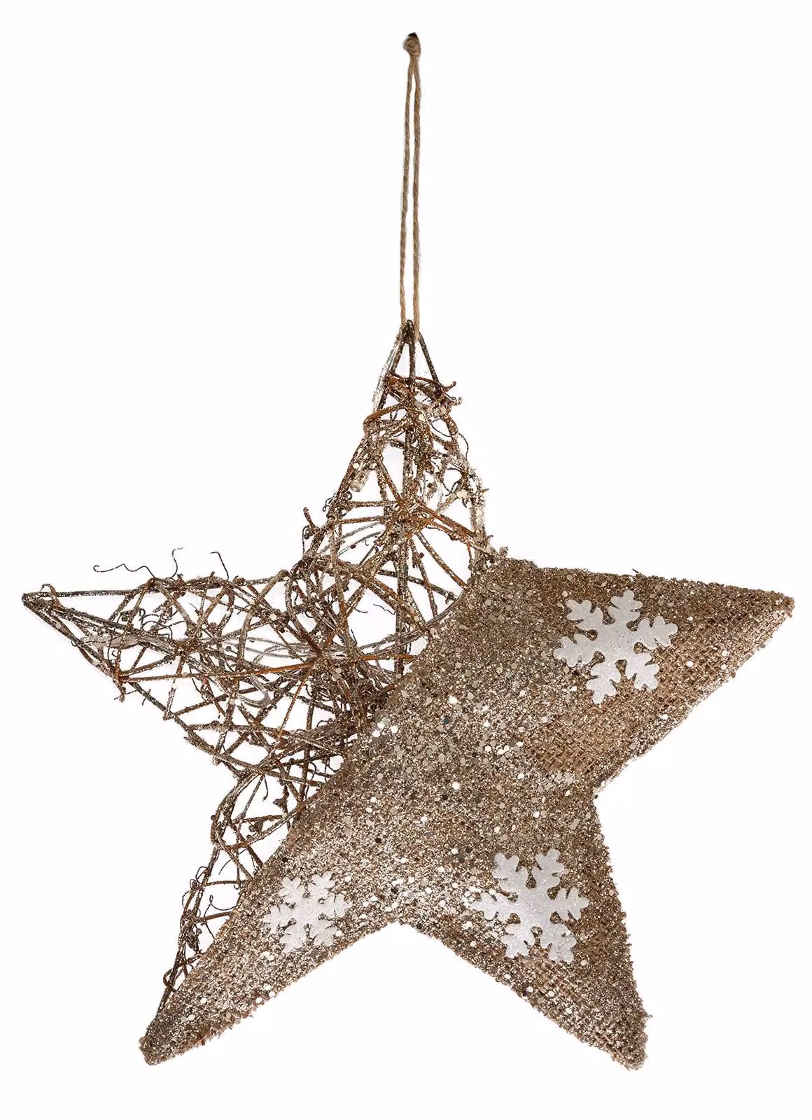 Decorazione natalizia a LED a forma di fiocco di neve, design naturale, 33 cm