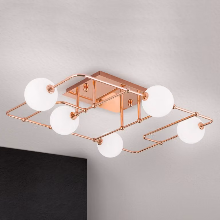 ORION Plafoniera soffitto Pipes, dimmerabile, Rame, Soggiorno / Sala da pranzo, Ottone, Moderno, Plafoniera